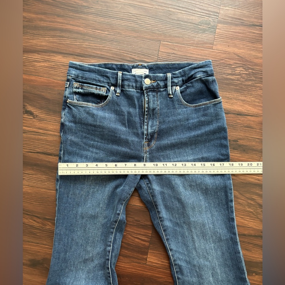 Good American Women’s High Rise Bootcut Flare Jeans Dark Wash Stretch Denim Y2K - Picture 8 of 13